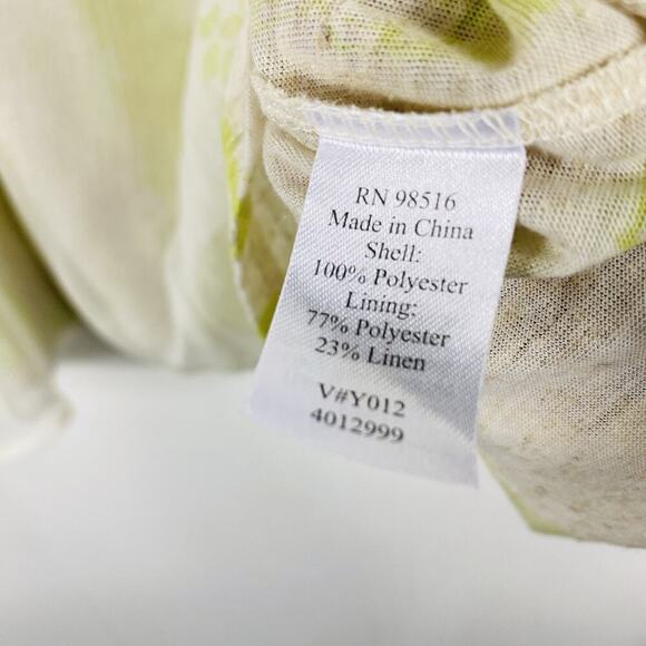 Coldwater Creek Plus Size 1X 18 Chiffon Layered Sleeveless Tank Top Green Cream - Picture 5 of 6